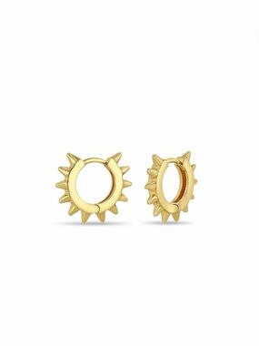 ZOE CHICCO 14K GOLD SPIKED HINGE HUGGIE HOOPS